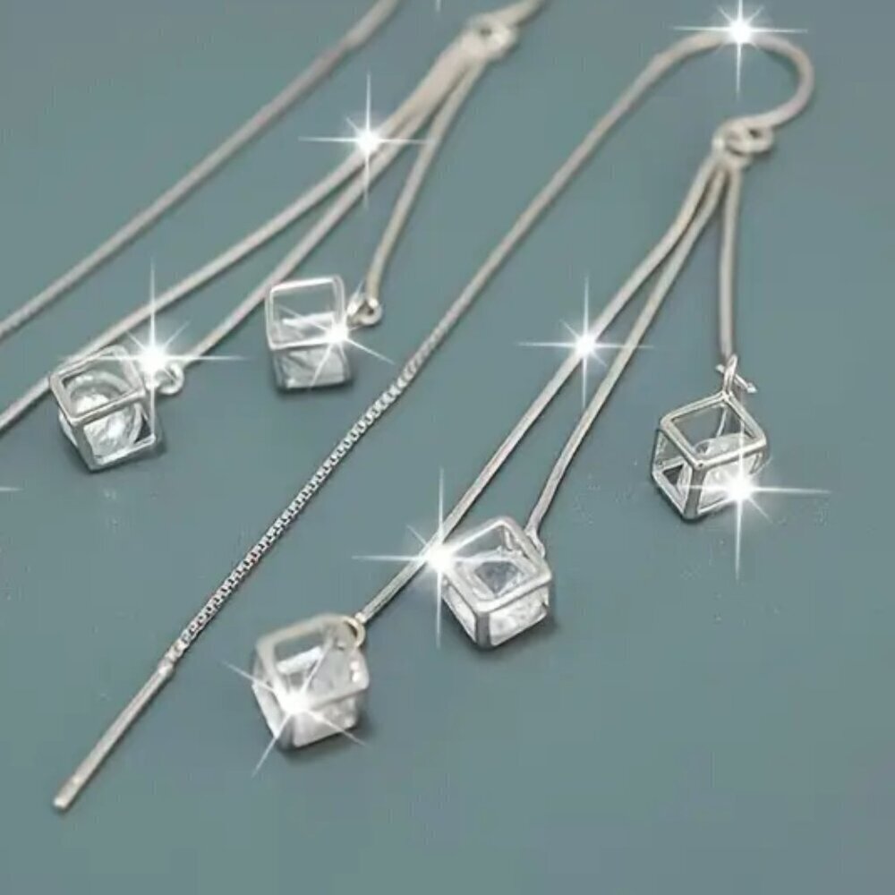 NEW Silver dangle earrings, hoop earrings, tassel earrings, trendy jewelry